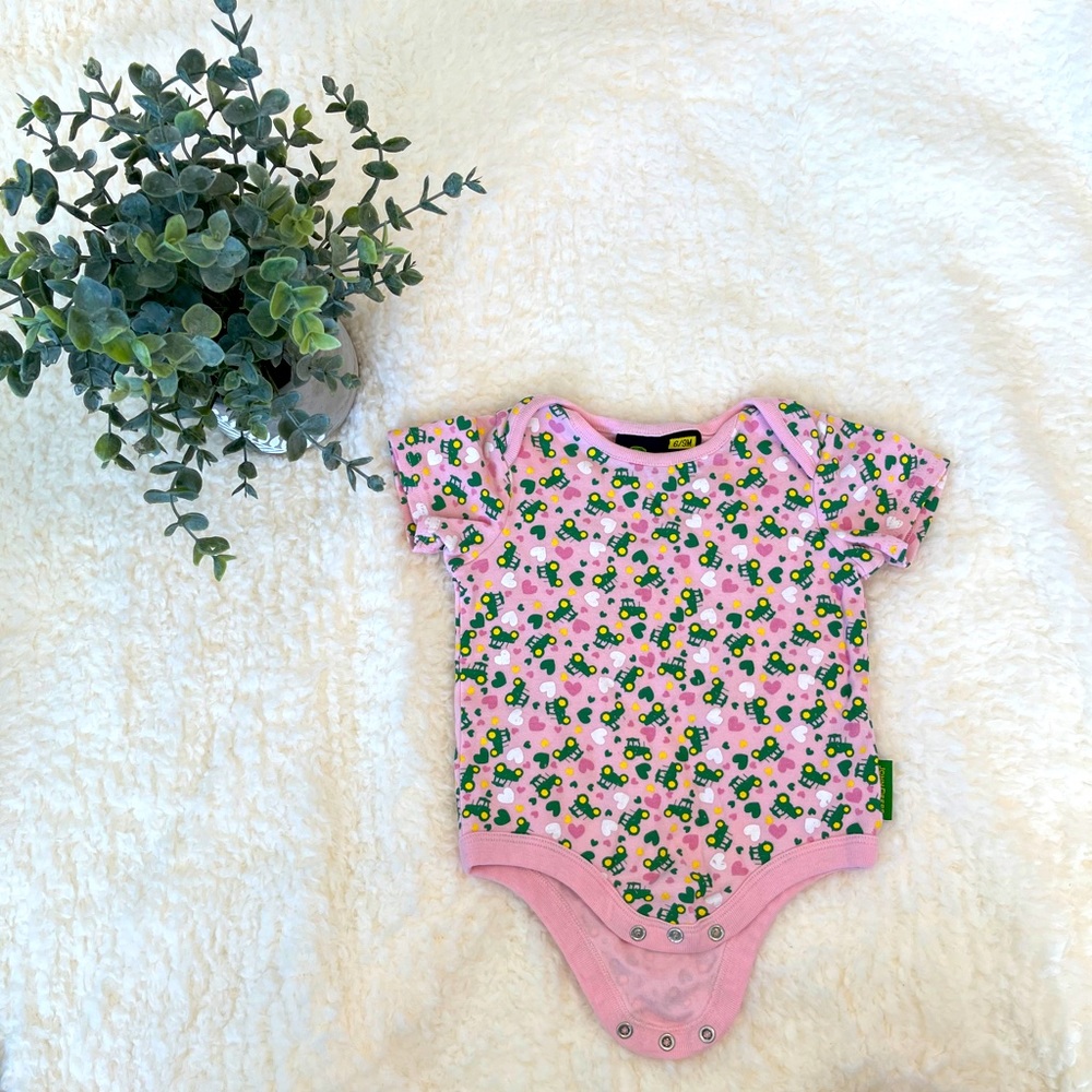 John Deere Tractors & Hearts Girls Bodysuit 6/9M